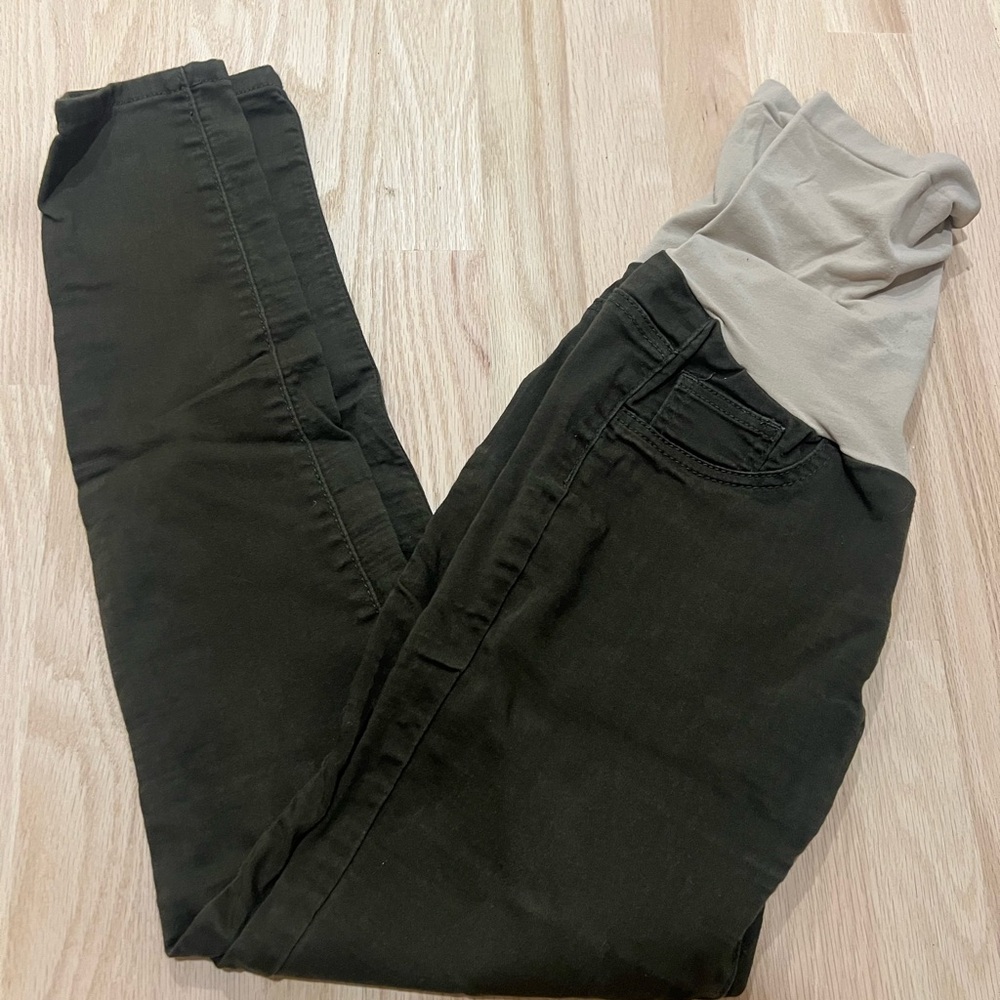 Indigo Blue Olive Green Maternity Skinny